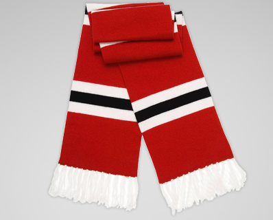 Dubbel gebreide fansjaal - rood, wit, zwart